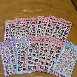 Kuromi and Cinnamoroll Inspired Sticker Set 3D Embossed Stickers